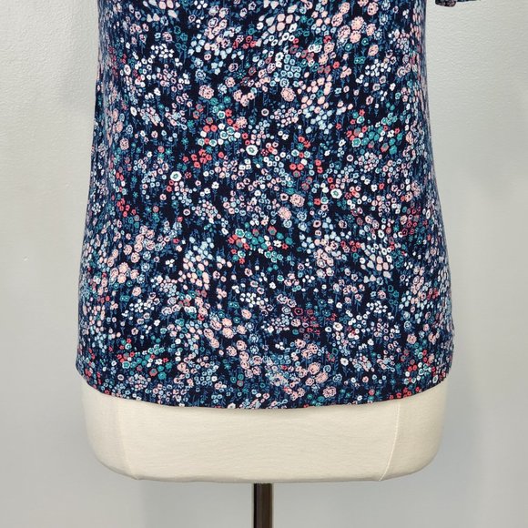 LOFT Outlet Soft Stretchy Ditsy Floral Short Ruffle Sleeve Top, Size M - Picture 3 of 12